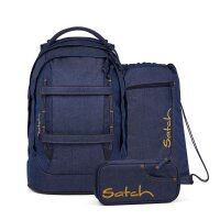 Satch Pack Denim Blue Schulrucksack Set