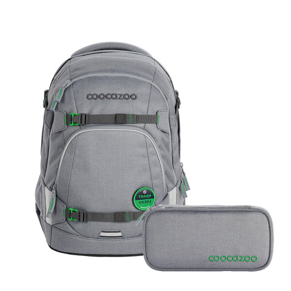 Coocazoo Mate,Tarp Mixed Silver Dust Schulrucksack Set 2teilig
