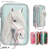 Depesche Miss Melody 3 Fach Federtasche mit Pferdekopf Applikation