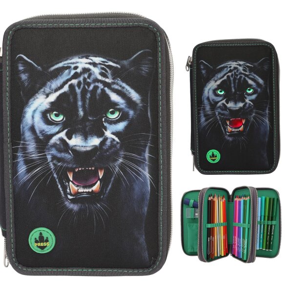 Depesche Adventure World 3 Fach Federtasche LED PANTHER